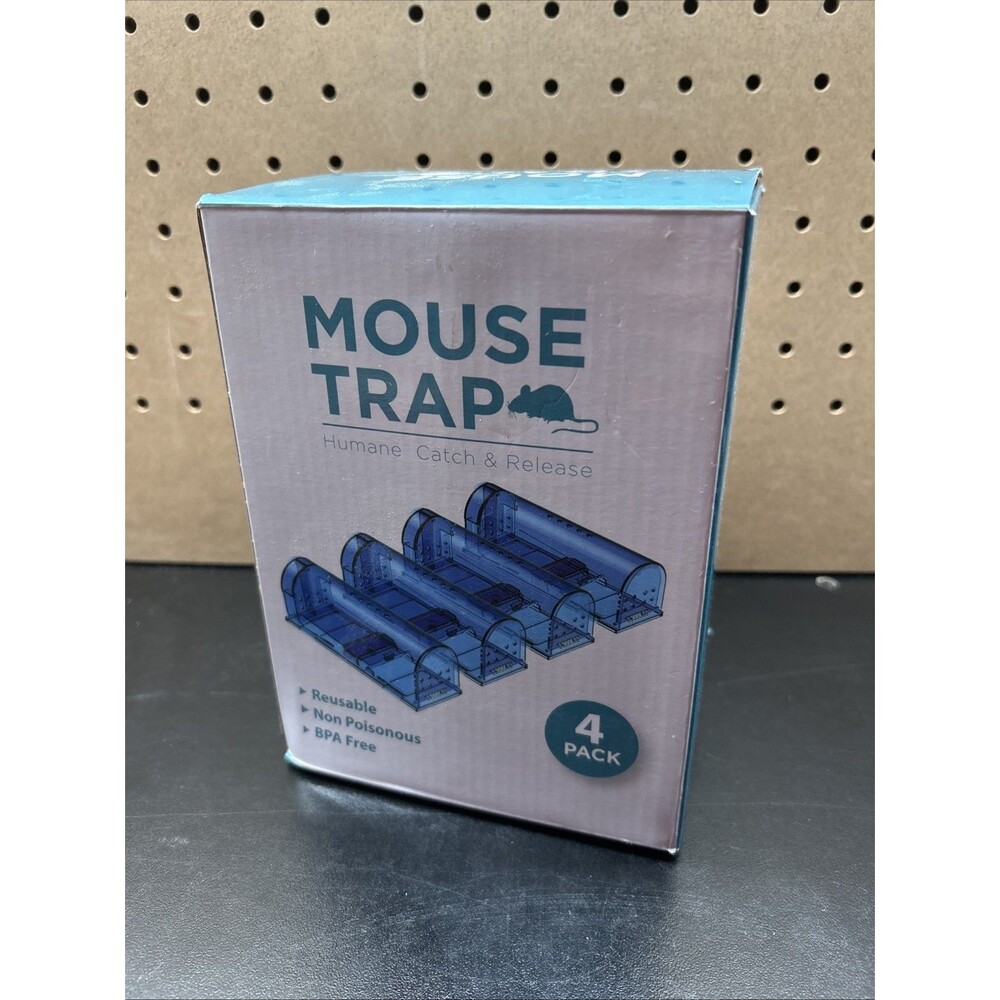 Humane Mouse Traps - No Kill Live Catch Release 4 Pack, Reusable & Easy to Clean